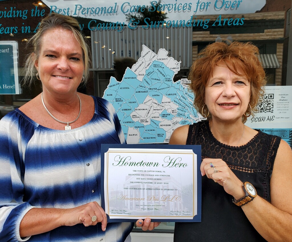 AmeriCare Plus Alleghany was recognized as Hometown Heroes by Clifton Forge.