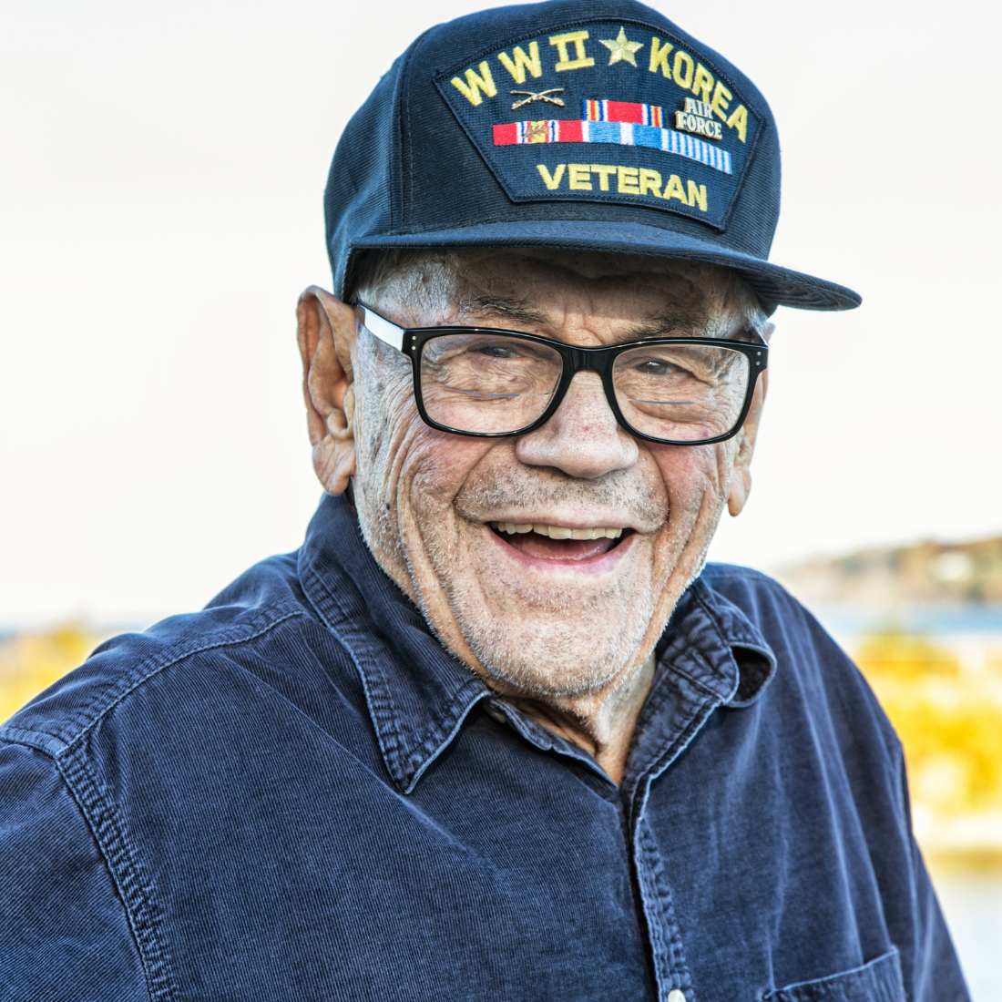 A happy senior veteran represents veteran care in Lexington