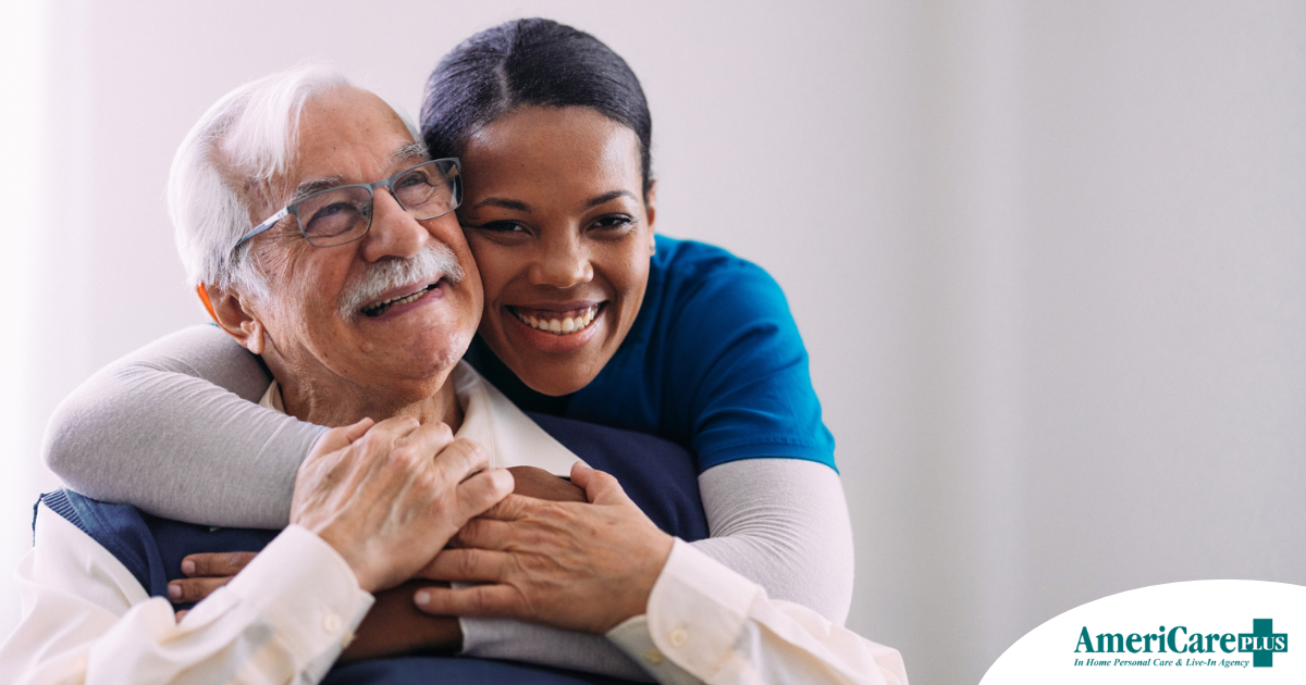 a graphic showing What a Week of Elder Care at Home Really Looks Like with a smiling caregiver and client