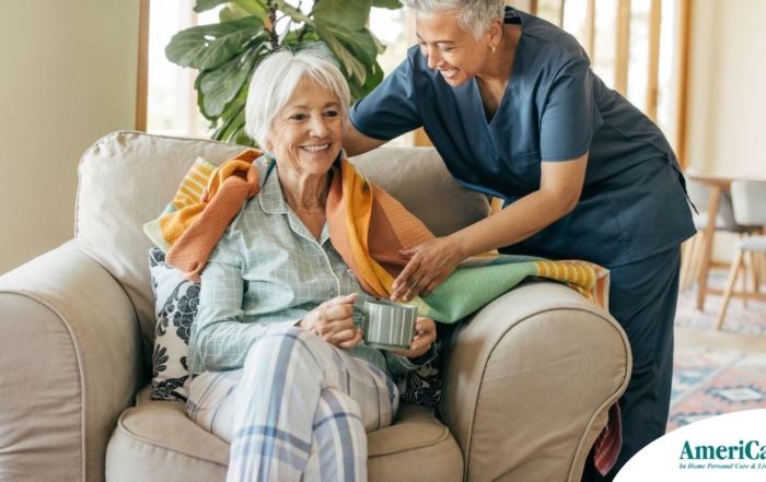 An aide provides home health care support for chronic conditions