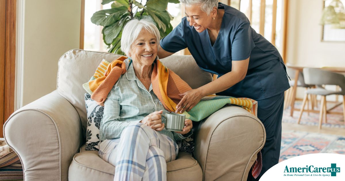 An aide provides home health care support for chronic conditions