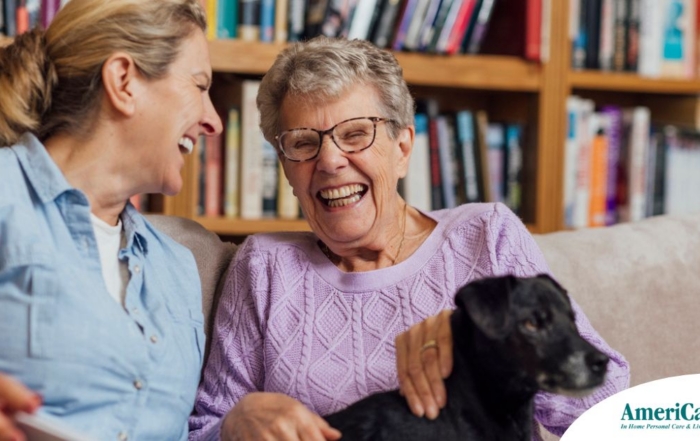 Through dementia care at home, a caregiver provides support to a senior.