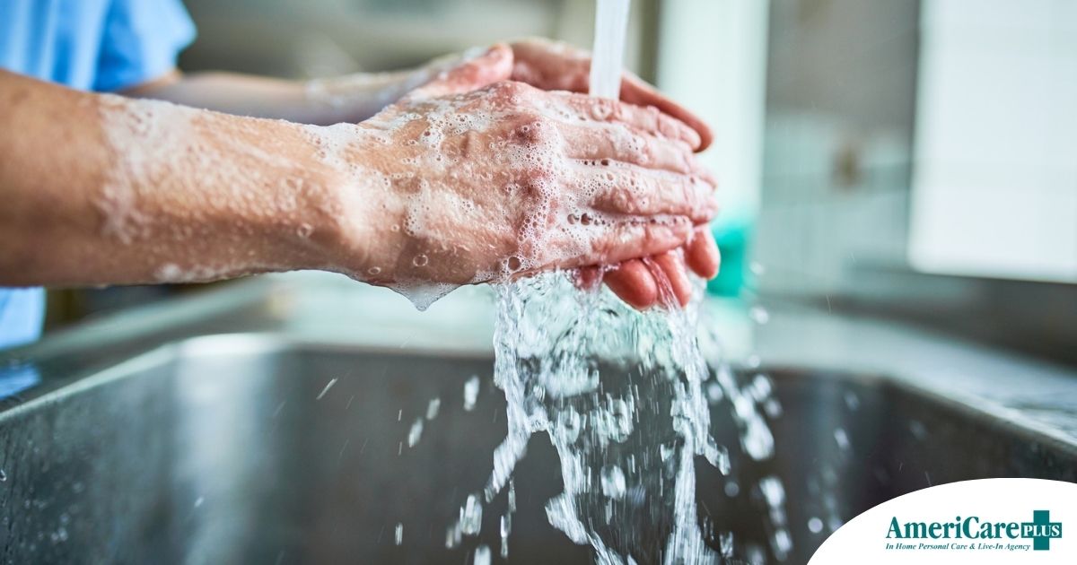A Guide to Caregiver Wellness During Flu Season Observing hand hygiene as a part of caregiver wellness during flu season.